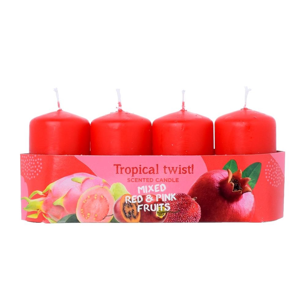 Sviečka 4ks vonná 40/70 TROPICAL RED PINK