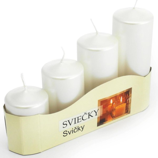Sviečka ADVENT postupná 60-120/Ø50mm metalická perla