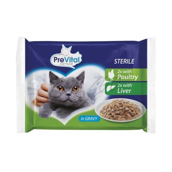 PreVital kapsa pre mačky- 4x100 g hydina-pečeň pre steril. mačky