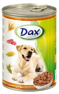 DAX konzerva pre psy hydinová -kúsky 415g